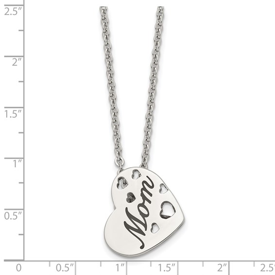 Chisel Stainless Steel Polished Enameled Mom Heart Pendant on a 20 inch Cable Chain Necklace