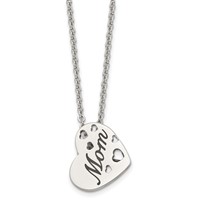 Chisel Stainless Steel Polished Enameled Mom Heart Pendant on a Cable Chain Necklace, 20" view 1