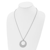 Chisel Stainless Steel Polished and Textured Circle Pendant on a Cable Chain Necklace, 24" view 4