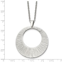 Chisel Stainless Steel Polished and Textured Circle Pendant on a Cable Chain Necklace, 24" view 5