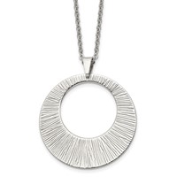 Chisel Stainless Steel Polished and Textured Circle Pendant on a Cable Chain Necklace, 24" view 1