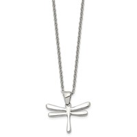 Chisel Stainless Steel Polished Dragonfly Pendant on a Cable Chain Necklace, 20" view 3