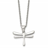 Chisel Stainless Steel Polished Dragonfly Pendant on a Cable Chain Necklace, 20" view 1