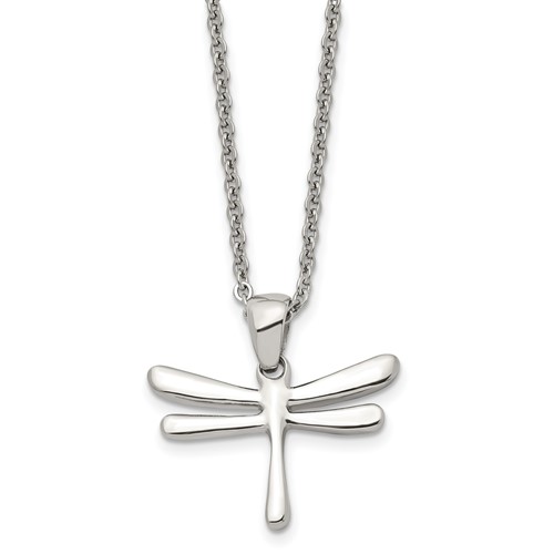 Chisel Stainless Steel Polished Dragonfly Pendant on a Cable Chain Necklace, 20"