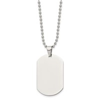 Chisel Stainless Steel Polished Dog Tag on a Cable Chain Necklace, 24" view 3