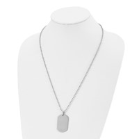 Chisel Stainless Steel Polished Dog Tag on a Cable Chain Necklace, 24" view 4