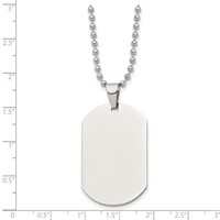 Chisel Stainless Steel Polished Dog Tag on a Cable Chain Necklace, 24" view 5