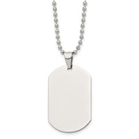 Chisel Stainless Steel Polished Dog Tag on a Cable Chain Necklace, 24" view 1