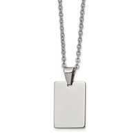 Chisel Stainless Steel Polished Rectangle Dog Tag on an Cable Chain Necklace - 18in view 1