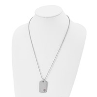 Chisel Stainless Steel Polished Necklace with Red Enamel Medical ID Dog Tag on a Ball Chain, 24" view 4