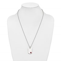 Chisel Stainless Steel Polished Necklace with Red Enamel Medical ID Dog Tag on a Ball Chain, 24" view 3