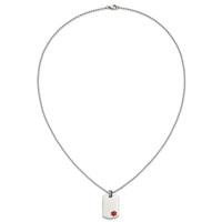 Chisel Stainless Steel Polished Necklace with Red Enamel Medical ID Dog Tag on a Ball Chain, 24" view 4