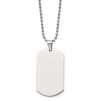 Chisel Stainless Steel Polished Dog Tag on a Ball Chain Necklace, 24" view 3