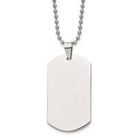 Chisel Stainless Steel Polished Dog Tag on a Ball Chain Necklace, 24" view 1