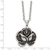 Chisel Stainless Steel Antiqued and Polished Flower Pendant on a Cable Chain Necklace, 24" view 5