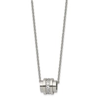 Stainless Steel Polished Necklace with CZ, 20" view 3