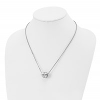 Stainless Steel Polished Necklace with CZ, 20" view 4