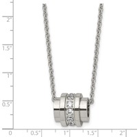 Stainless Steel Polished Necklace with CZ, 20" view 5