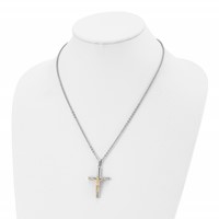 Chisel Stainless Steel Polished Yellow IP-plated Crucifix Pendant on a Cable Chain Necklace, 20" view 4