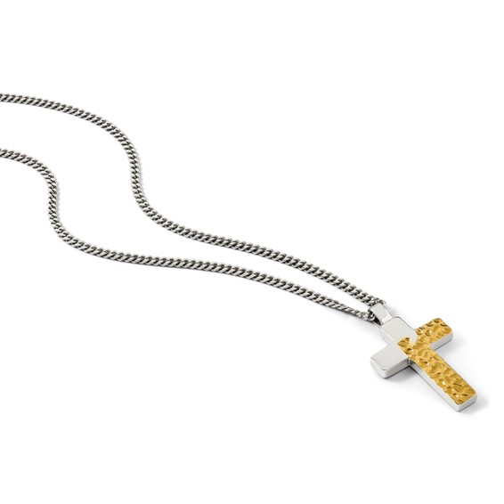 Stainless Steel Textured Gold IP-plated & Polished 20in Necklace