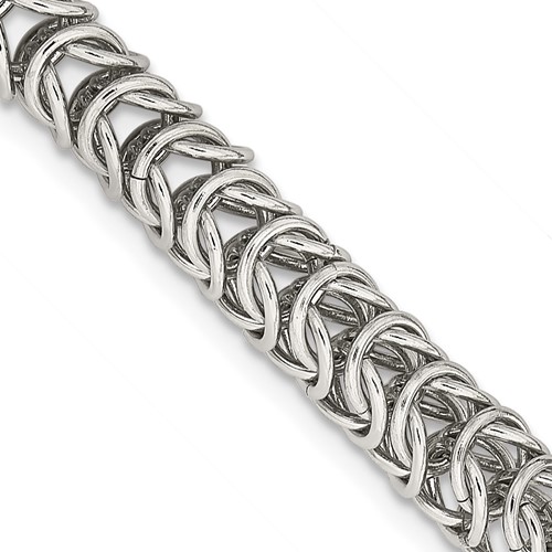 Chisel Stainless Steel Polished Fancy Link Necklace, 18"