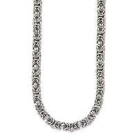 Chisel Stainless Steel Polished Byzantine Link Necklace, 18" view 2