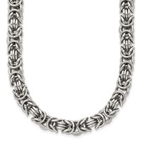 Chisel Stainless Steel Polished Byzantine Link Necklace, 18" view 1