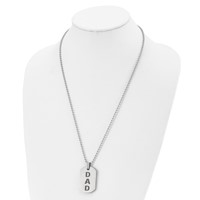 Chisel Stainless Steel Polished and Lasered Dad Dog Tag on a Ball Chain Necklace, 24" view 4