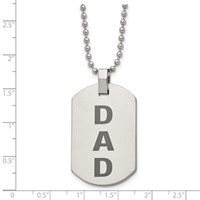 Chisel Stainless Steel Polished and Lasered Dad Dog Tag on a Ball Chain Necklace, 24" view 5