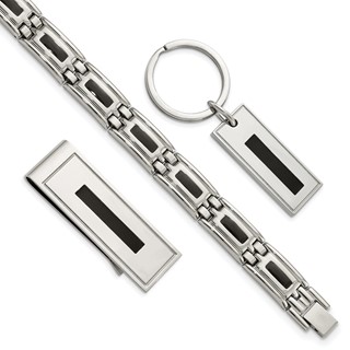 "Chisel Stainless Steel Enameled Bracelet, Money Clip and Key Ring Set"