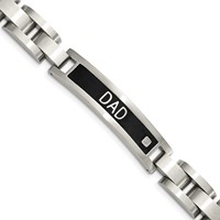 Chisel Stainless Steel Brushed Black IP-plated with CZ Dad Bracelet and 24 Inch Necklace Set, 8.75" view 3
