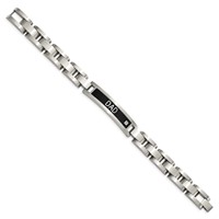 Chisel Stainless Steel Brushed Black IP-plated with CZ Dad Bracelet and 24 Inch Necklace Set, 8.75" view 4