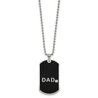 Chisel Stainless Steel Brushed Black IP-plated with CZ Dad Bracelet and 24 Inch Necklace Set, 8.75" view 5