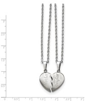 Chisel Stainless Steel Brushed Mother Daughter Heart Pendants on Cable Chain Necklace Set, 18" view 3