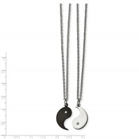 Chisel Stainless Steel Brushed and Polished Black IP-plated with CZ YinYang Pendants on 20 Inch Cable Chain Necklace Set view 3