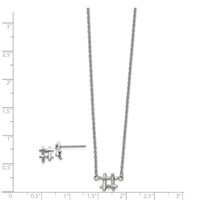 Stainless Steel Polished HashTag with 2in Ext. Necklace and Earring Set, 16" view 4
