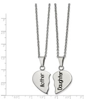 Chisel Stainless Steel Polished and Enamel Mother Daughter Heart Necklace Set view 2