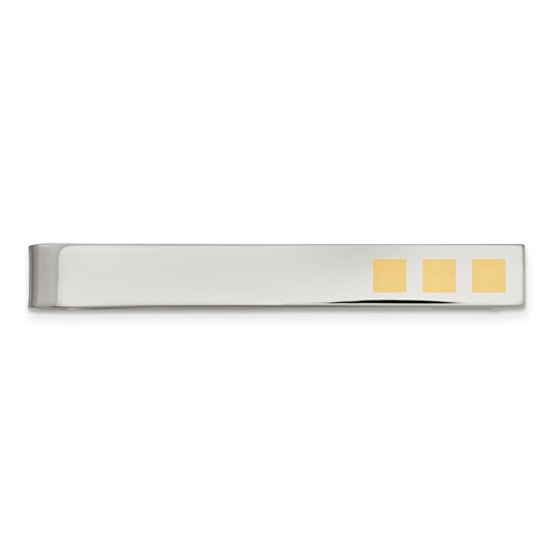 Chisel Stainless Steel Polished Yellow IP-plated Tie Bar Money Clip
