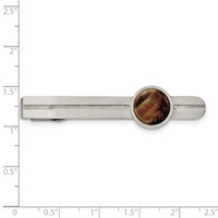 Chisel Stainless Steel Brushed with Tiger's Eye Tie Bar view 3