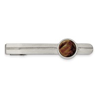 Chisel Stainless Steel Brushed with Tiger's Eye Tie Bar view 1