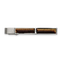 Chisel Stainless Steel Brushed and Polished Tiger's Eye Tie Bar view 1