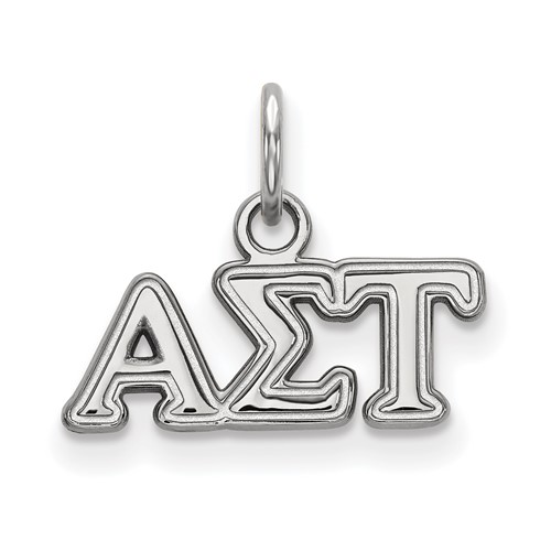 Sterling Silver Rhodium-plated LogoArt Alpha Sigma Tau Sorority Greek Letters Extra Small Pendant