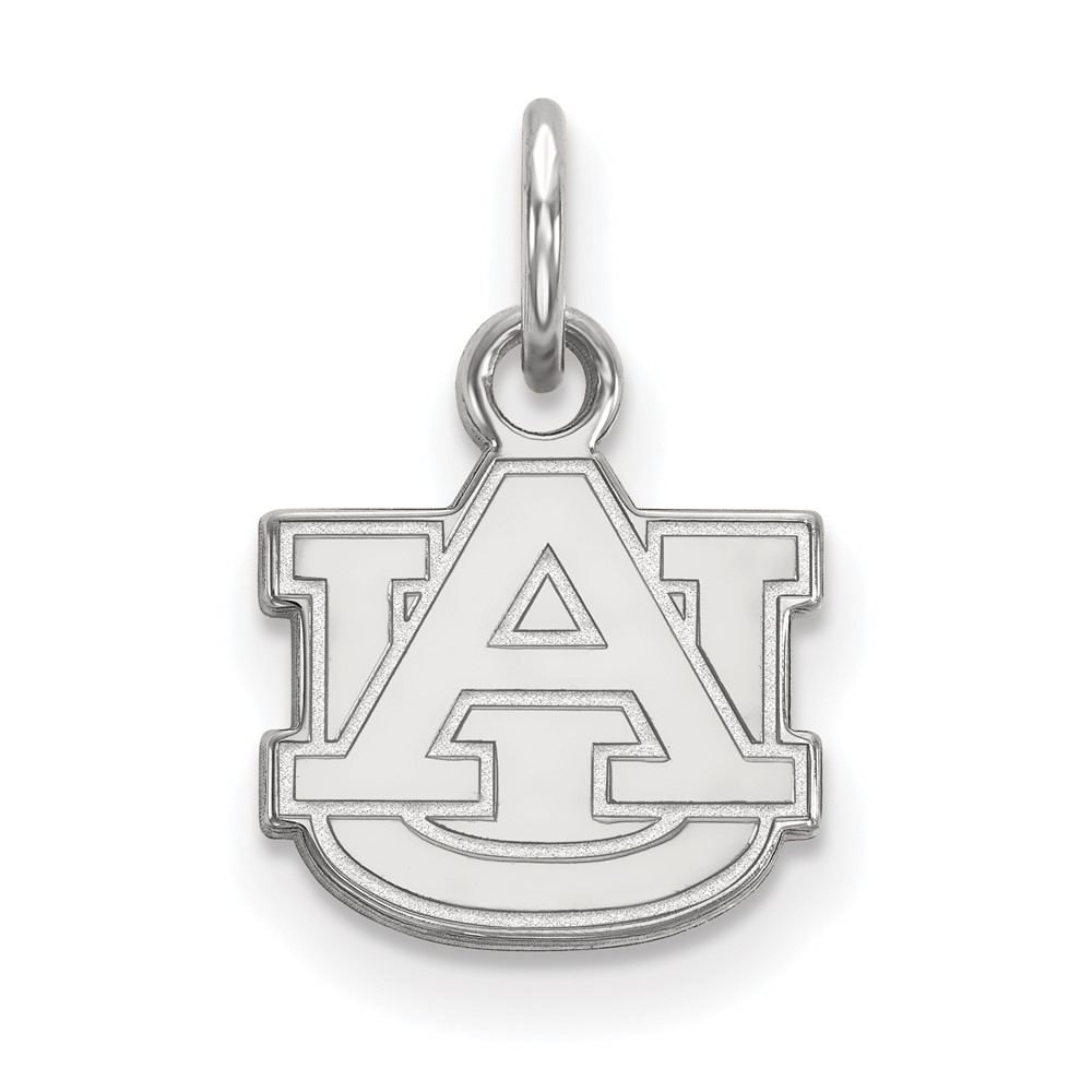 Sterling Silver Rhodium-plated LogoArt Auburn University A-u Extra Small Pendant