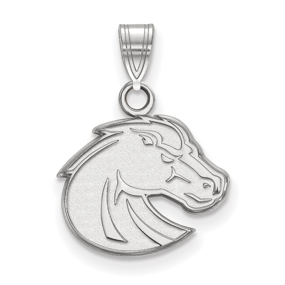 Sterling Silver Rhodium-plated LogoArt Boise State University Bronco Small Pendant