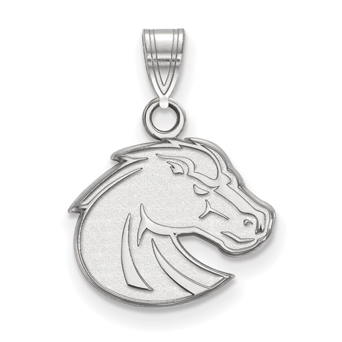 Sterling Silver Rhodium-plated LogoArt Boise State University Bronco Small Pendant