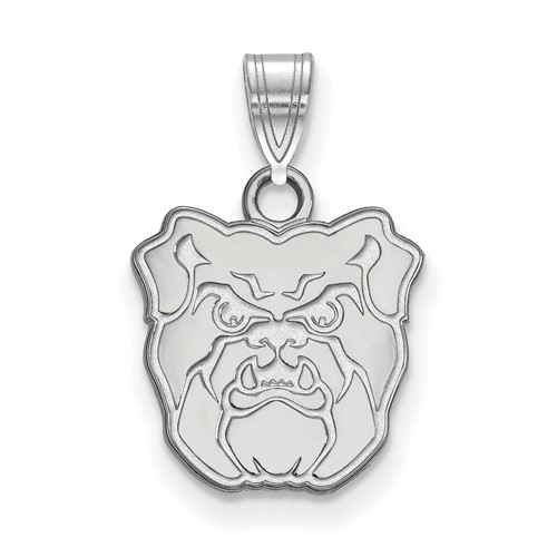 Sterling Silver Rhodium-plated LogoArt Butler University Bulldog Small Pendant