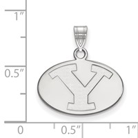 Sterling Silver Rhodium-plated LogoArt Brigham Young University Letter Y Small Pendant view 2
