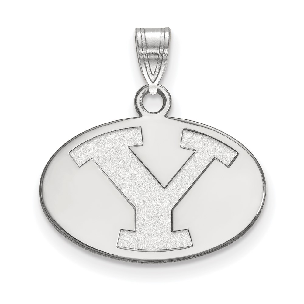 Sterling Silver Rhodium-plated LogoArt Brigham Young University Letter Y Small Pendant