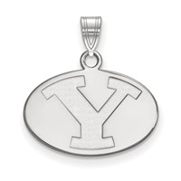 Sterling Silver Rhodium-plated LogoArt Brigham Young University Letter Y Small Pendant view 1