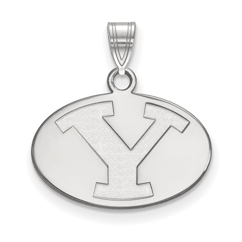 Sterling Silver Rhodium-plated LogoArt Brigham Young University Letter Y Small Pendant